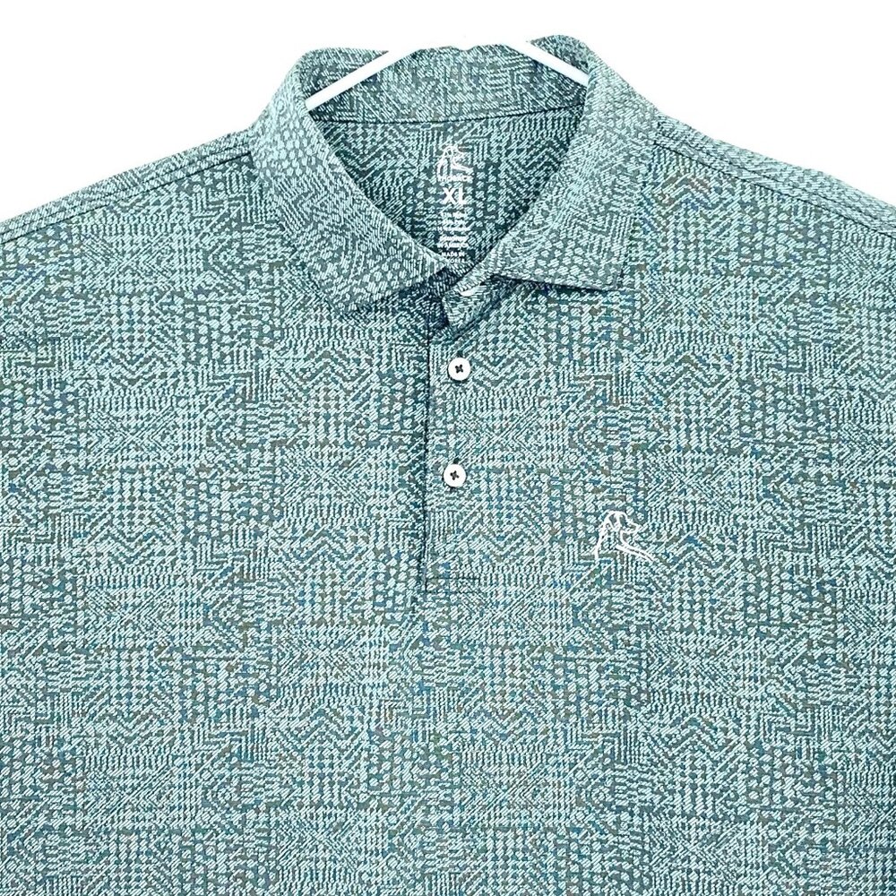 Rhoback Golf Polo GeometricPrint Performance Shirt Mens Stretch Green XL